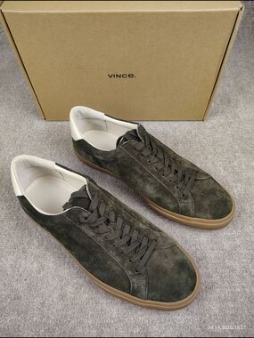 Men's Vince Fulton Eden SU Olive Suede Sneakers Shoes Size 12M US